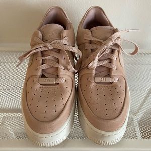 Nike Air Force 1 Sneakers - Women's Size 7.5 - Beige Suede (WORN TWICE)